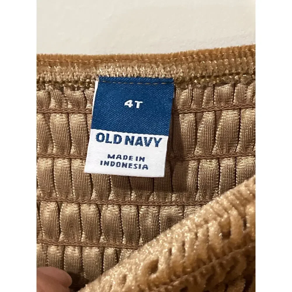 Old Navy, Brown Girls Dress,Puffy Sleeve,Poly Blend, Size 4T, NB98